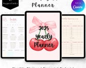 2025 Digital Planner, Coquette Planner, Pink Girly Planners, Cherry Bow Digital Planner