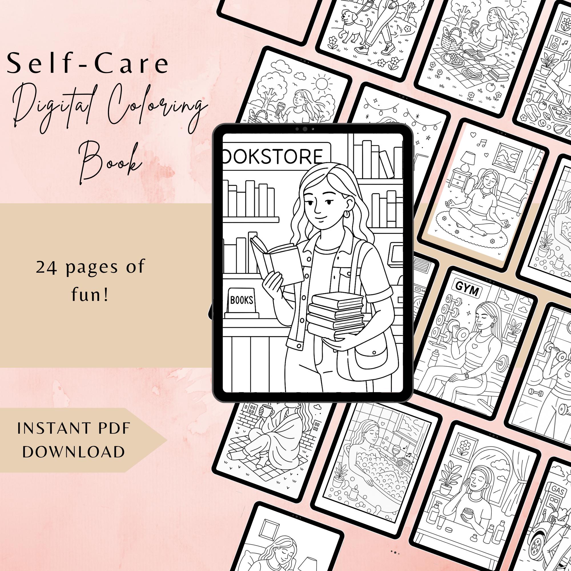 Livro de Colorir de Autocuidado MRR/PLR (Download Digital) para Relaxamento, Mindfulness e Procreate