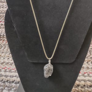 Turritella Agate with green cord and silver wire