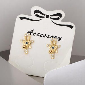 Ankh Cross & Eye of Horus Stud Earrings: Egyptian Talisman Jewelry