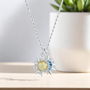 Sterling Silver Sun & Moon Necklace: CZ Zircon Pendant