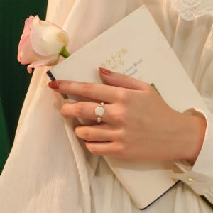 Natural Freshwater Pearl Rose Flower Ring, 14K Gold Filled Jewelry for Women, Elegant Non-Fading Gift for Wedding, Bridal & Everyday Wear
