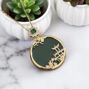 Colar com pingente de calcedônia de gelo natural, pingente redondo verde jade para mulheres, incrustação de prata 925 e zircônia, joia de presente elegante, presente para mulheres.