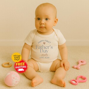Custom Baby Bodysuit for Father’s Day 2025 – Happy First Father’s Day Gift from Baby – Personalized Daddy Outfit