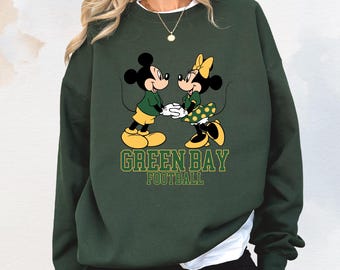 Sudadera y camiseta de Mickey y Minnie de Green Bay Football / Linda camiseta de Disney Game Day / Ropa para parejas