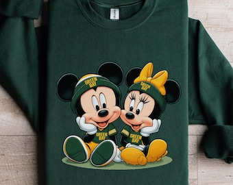 Sudadera y camiseta de Green Bay Mini Mickey para aficionados al fútbol americano / Sudadera con capucha adorable y cómoda inspirada en Disney para aficionados al fútbol americano de Green Bay, niños y adultos.