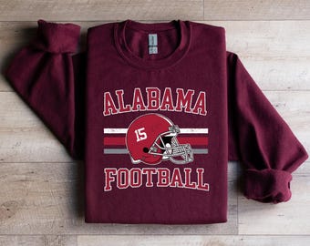 Alabama Football Sweatshirt & Hoodie | Retro Distressed Game Day Crewneck | Bama Fan Unisex Tailgate Sweatshirt