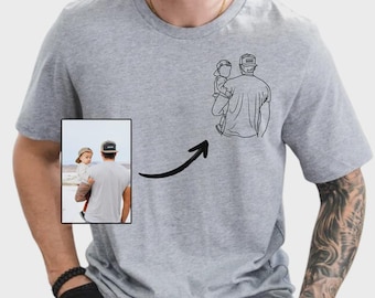 Custom Photo Shirt Fathers Day Gifts, Father's Day Shirt, Personalized Dad Portrait Shirt, Dad Birthday Gifts, Gift for Husband