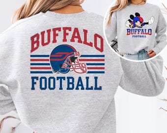 Sudadera y camiseta de fútbol americano de Mickey Mouse Buffalo / Ropa deportiva elegante de doble cara / Regalo para el día del partido