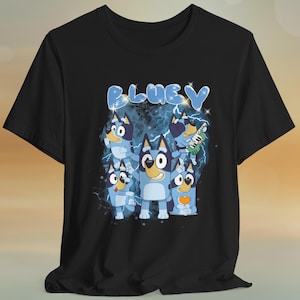 Blue Dog Family Bootleg Cartoon Shirt – Cute Funny Graphic Tee for Kids & Fans Gift