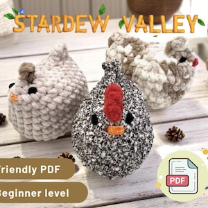 Stardew Valley Gift Stardew Chicken Stardew Valley Chicken Pattern Crochet Chicken Crochet Beginner Friendly Chicken Ornament NO SEW