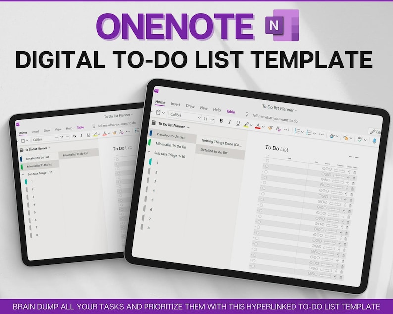 Onenote ADHD Onenote to Do List Onenote Todo List Onenote Task Tracker ...