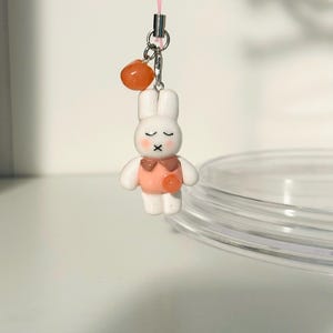 Peach Miffy | Handmade Polymer Clay Keychain | Kawaii bag accessory | Phone charm | Miffy | By KiruCrea