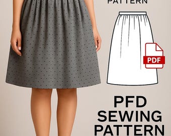 Easy Gathered Skirt Sewing Pattern: Elastic Waist (PDF Digital Download)