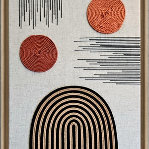 Minimalist wall canvas, Boho Chic style in cotton thread, handmade, each piece is unique.