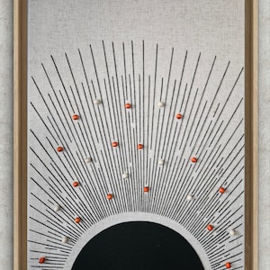Boho Artwork in Raw Cotton Canvas and Macrame Threads – Unique Handmade Wall Decor