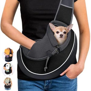 Pet Carrier Crossbody Bag - Hands-Free Sling für kleine Hunde und Katzen, atmungsaktiv und verstellbar Reiseumhängetasche