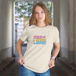 Inspirational Teacher T-Shirt, Motivational Tee, Gifts for Educators, Back to School, Teach Inspire Repeat