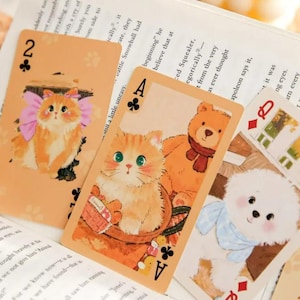 Kawaii Katzen Spielkarten: 52-Karten-Deck mit Jokern - Süßes Tierkarikatur Geschenk für Katzenliebhaber