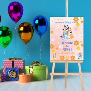 EDITABLE Blue dog Bingo Birthday Welcome Sign | Digital Welcome Sign | Printable Party Sign | Instant Download