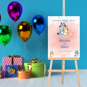EDITABLE Blue dog Bingo Birthday Welcome Sign | Digital Welcome Sign | Printable Party Sign | Instant Download