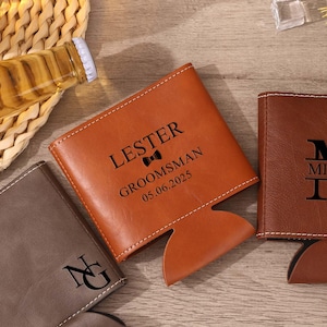 Groomsmen Can Cooler Holder Personalized,Unique Groomsmen Gifts,Engraved Can Cooler,Wedding Favors for Wedding Party,Bachelor Party Gifts