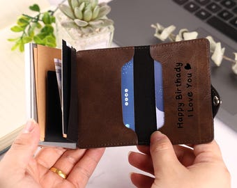 Personalized Handmade Leather Mens Wallet,Engraved Slim Men Wallet,Custom Anniversary Gift for Him, Husband, Boyfriend, Men, Father, Dad