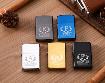 Encendedor personalizado para padrinos de boda con estuche, regalo de propuesta para padrinos de boda, regalo de aniversario para hombres, encendedor con monograma