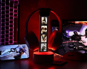 Soporte para auriculares con foto LED personalizado, soporte para auriculares RGB para juegos