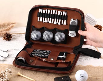 Conjunto de presente de golfe personalizado em couro: acessórios de golfe gravados, presentes de Natal