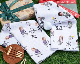 Toalla de golf personalizada con foto, cara de niño personalizada, regalo para el Día del Padre, regalos para amantes del golf