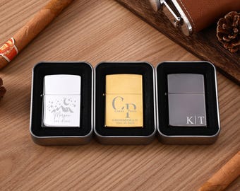 Personalisiertes graviertes Edelstahlfeuerzeug - kundenspezifisches Groomsmen-Geschenk mit Fall, Monogramm-Hochzeitsvorschlag-Geschenk für Männer