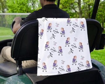Personalized Photo Golf Towel for Dad - Custom Kid Face Golf Towel, Father's Day Grandpa Gift, Custom Child Photo Golf Towel with Text