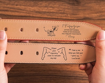 Funny Engraved Leather Belt, Anniversary Gift for Him