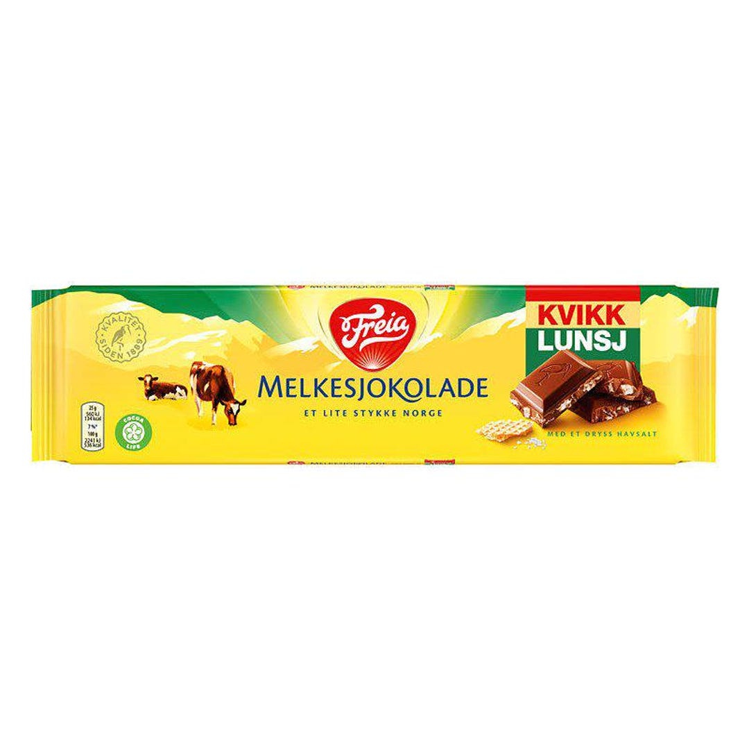 thumbnail image 2 of Freia Kvikk Lunsj Norwegian Chocolate Bars - 30-Pack (47g Each) - Quick Lunch Candy, Imported 2 of 6