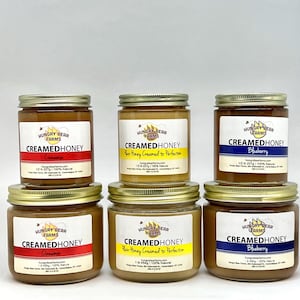 Creamed Honey or &quot;Whipped Honey&quot;, Cinnamon Creamed, Blueberry Creamed and Plain Wildflower Creamed Honey
