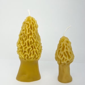 Pure Beeswax Morel Mushroom Candles, 100% Beeswax
