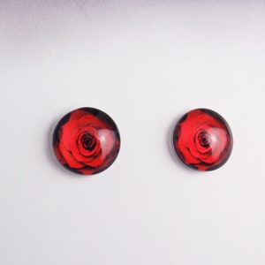 1cm dainty red rose stud earrings with your choice of 925 sterling silver, nickel-free titanium, turquoise aqua blue, tiny rose studs image 5