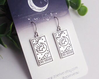 Silver tarot card The Sun ,The Moon, or Fortune, earrings. 925 sterling silver, nickel free titanium, stainless steel hypoallergenic