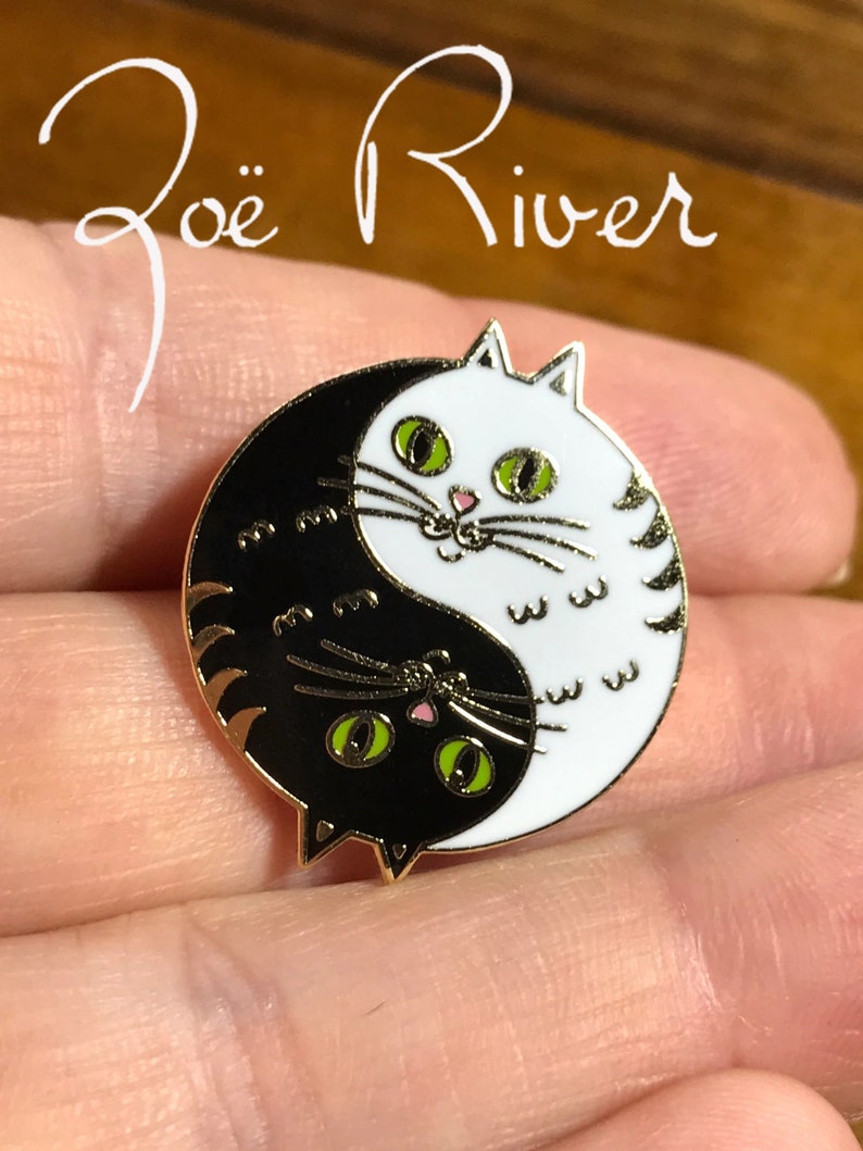 Dainty cat brooch pins. Black cat brooch, white cat brooch, Red flower brooch, cat broach, pin, Cat coat pin. Cat hat pin. image 9