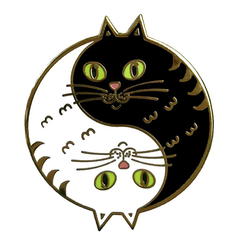 Dainty cat brooch pins. Black cat brooch, white cat brooch, Red flower brooch, cat broach, pin, Cat coat pin. Cat hat pin. image 8