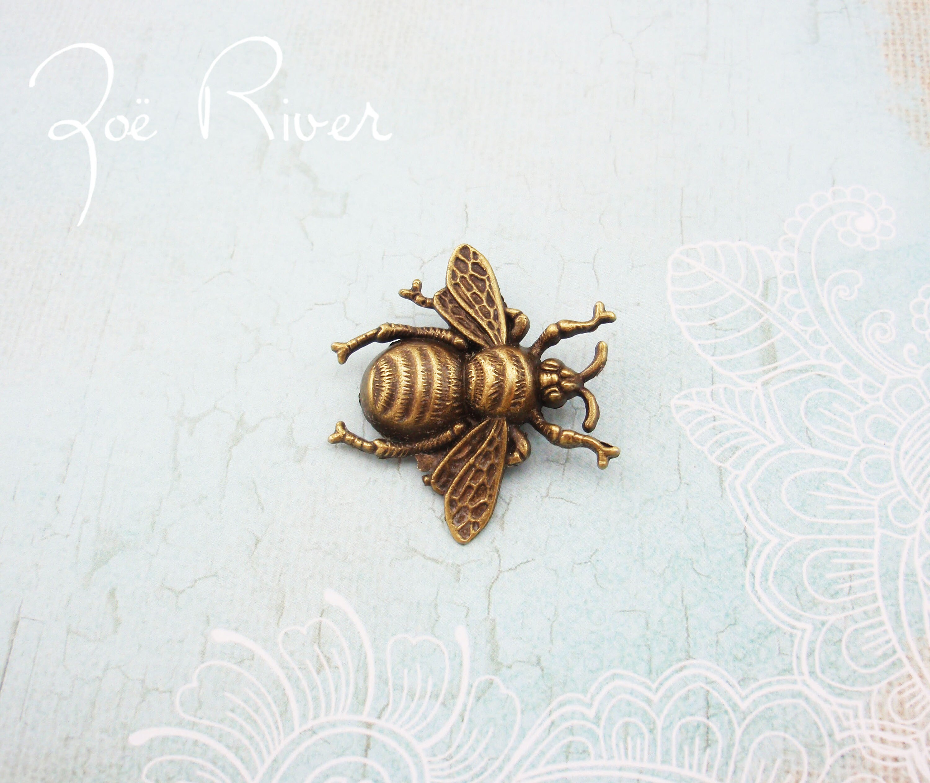 Dark Gold Bronze Bee Brooch. Bee Jewelry. Bee Pin. Bee Broach. Etsy