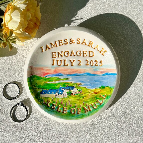 Custom Engagement Ring Dish • Hand Painted City Ring Holder
