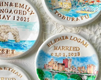 Regalo de boda personalizado / Plato para anillos / Fecha e iniciales / Regalo de boda / Regalo personalizado / Personalizado / Regalo de compromiso /