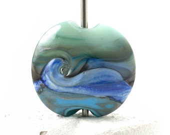 Big Wave Handmade Lampwork Glass Focal Bead for Jewellery Making UK SRA