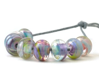 Small Multicolour Lampwork Glass Beads | Handmade Bead Set | Artisan Glass | UK SRA
