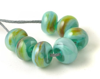 Lampwork Beads | Aqua Mint Handmade Glass Bead Set | Artisan Glass | UK SRA