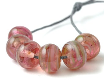 Raspberry Pink Lampwork Glass Bead Set