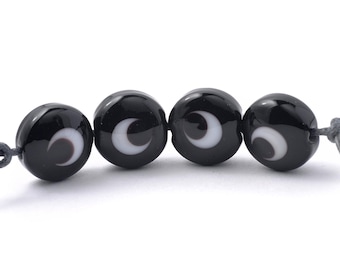 Halbmond Schwarz Lampwork Glasperlen