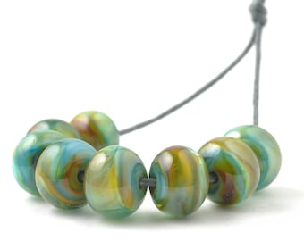 Tropical Green Lampwork Glass Beads